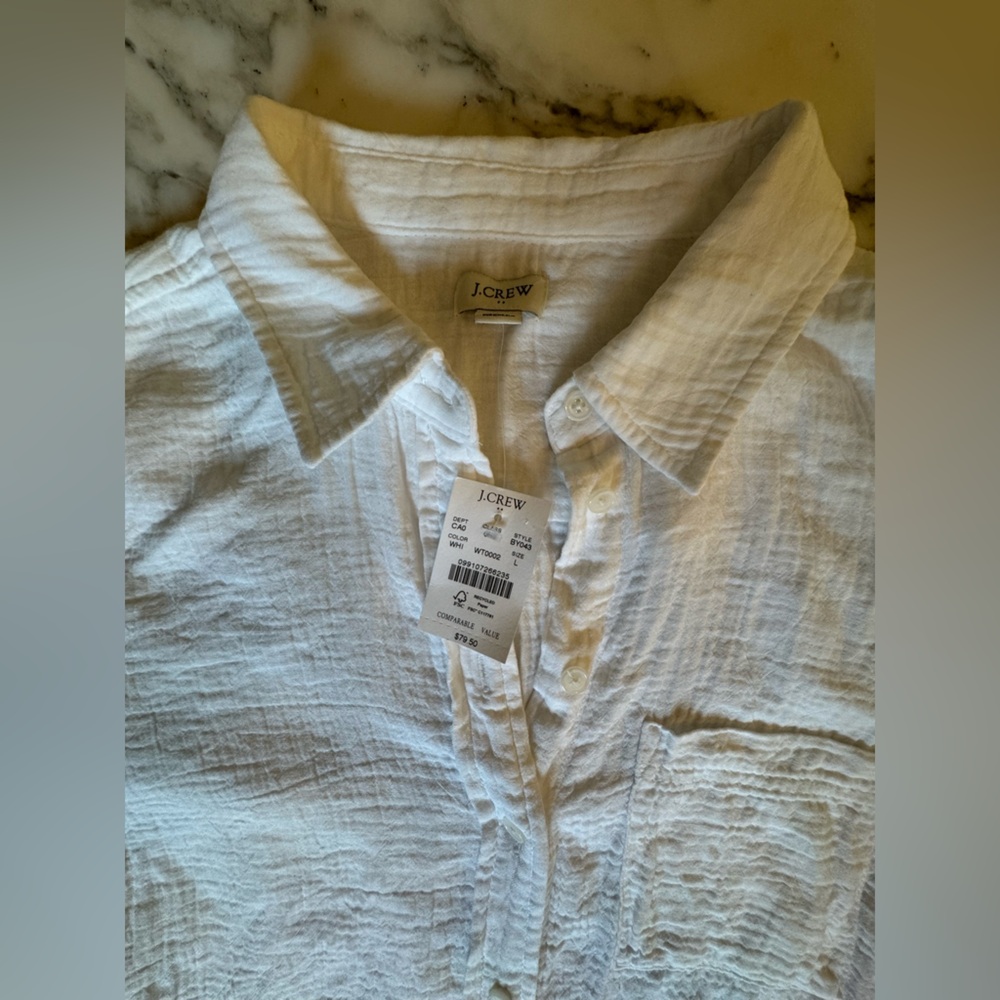 NWT J Crew Factory Gauze Button-Up
White Gauze Shirt 100% Cotton Various Sizes - Picture 11 of 16